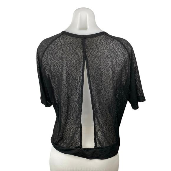 Varley Women's Black V-neck Short Sleeve Relaxed Fit Sheer Coverup Blouse Top S - Picture 3 of 5